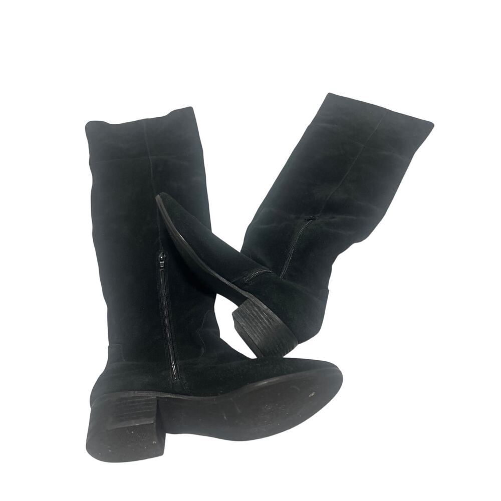 Steve Madden Black Suede Leather Restler Over the Knee Foldover Flat Boots 7.5M